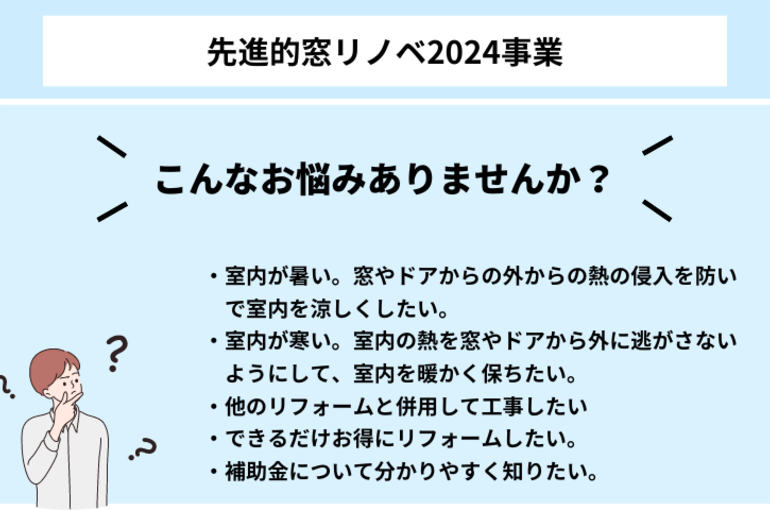 先進的窓リノベ 2024事業の悩みの代弁